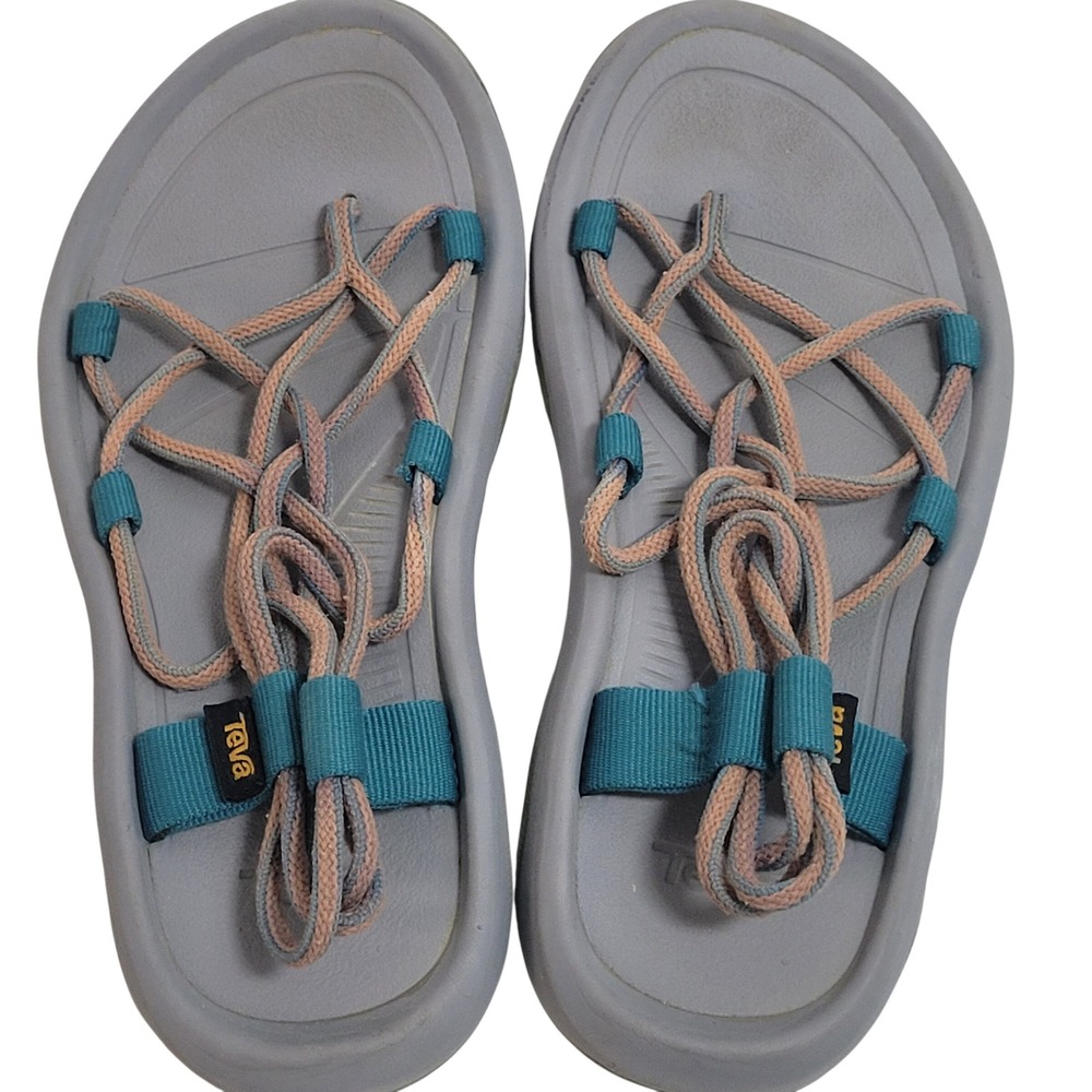Teva Voya Infinity Sandals Grey Teal Strappy Cord Comfort Women 6 1019622BC